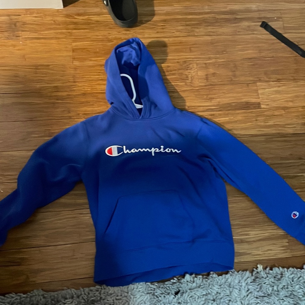 Boys blue Champion hoodie (size Boys Large)